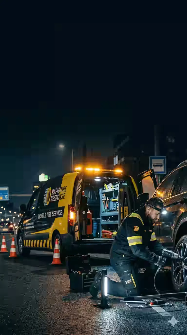 Servicio de llantera móvil en Mazatlán cambiando llanta en avenida